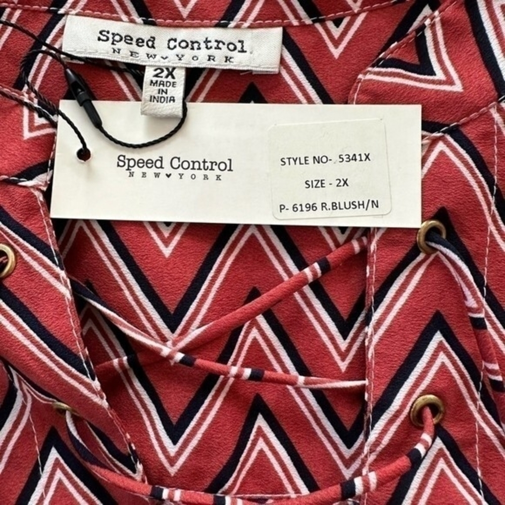 Women Dress Speed Control NY Chevron Print Dress Tassel Front Sheath Midi Dress - Picture 10 of 12